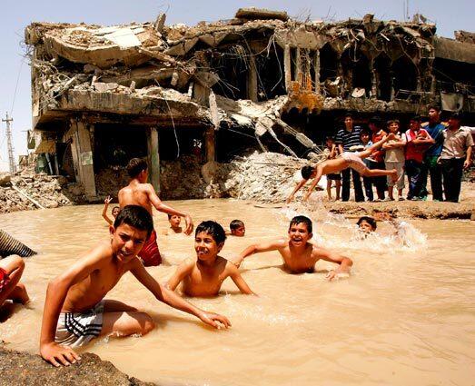 Iraq, Sadr City, swimming