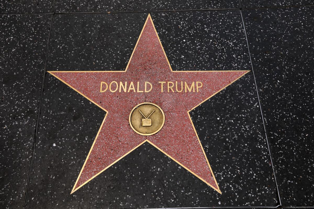Former President Trump's star on the Hollywood Walk of Fame in Los Angeles on Dec. 22. 
