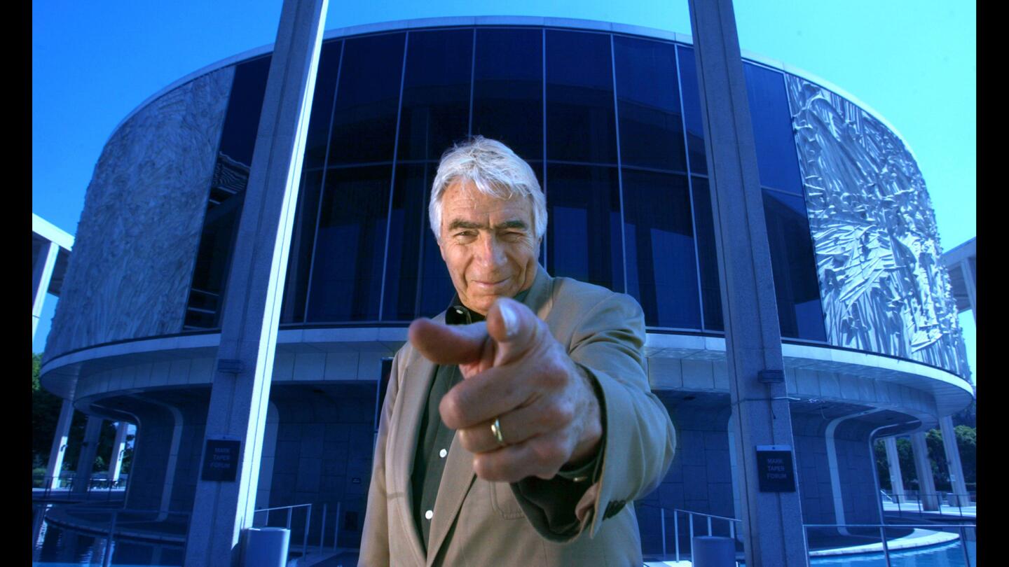 As founder of the Mark Taper Forum, Gordon Davidson, shown at the site in 2002, showcased new work by Anna Deveare Smith and Tony Kushner, among others. He died Sunday at age 83.