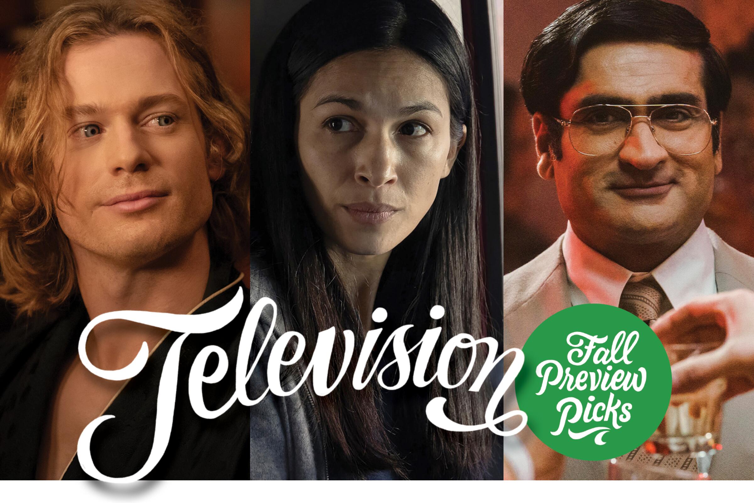Art with two men flanking a woman and the words "Television: Fall Preview Picks"