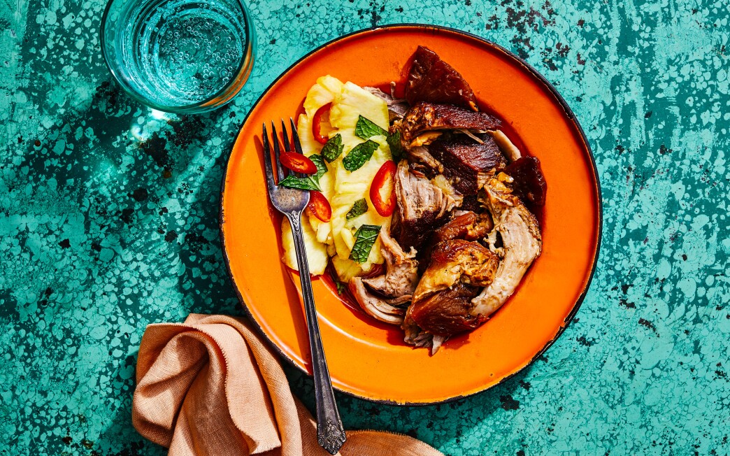 Pork and Pineapple Adobo Roast with Pickled Pineapple Salad
