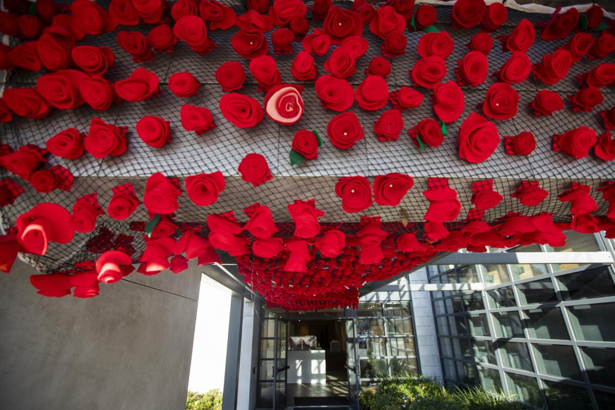 Orange County Rose River Memorial is an art installation made of 4000 handmade felt roses.