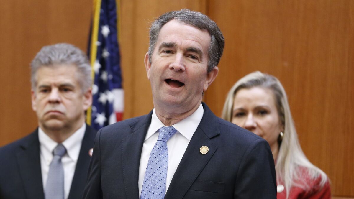Virginia Gov. Ralph Northam speaks during a press conference relating to a bipartisan agreement on a coal ash bill at the Capitol in Richmond, Va., on Jan. 24.