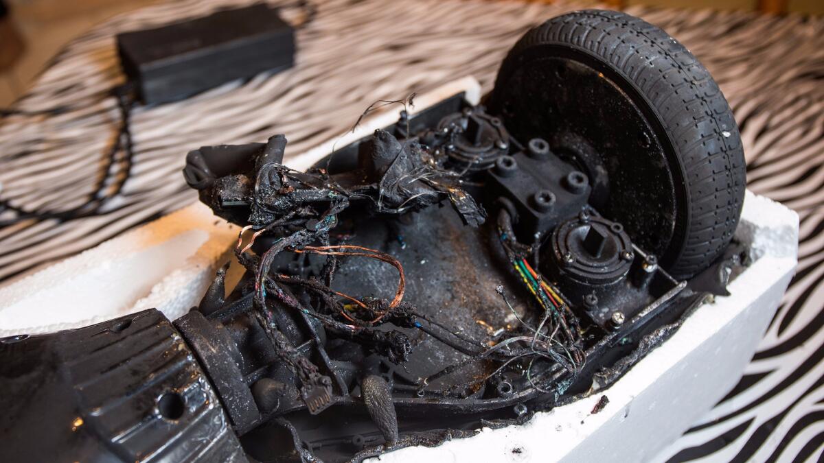 The Consumer Product Safety Commission said that it has received at least 99 reports of hoverboard battery packs that have overheated, exploded or caught fire.