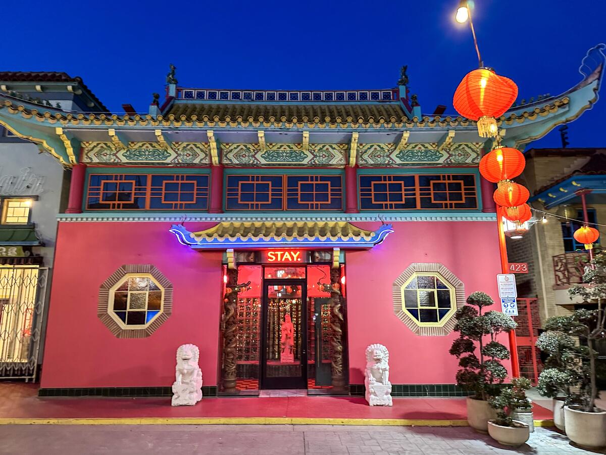 The exterior of a building in Chinatown.