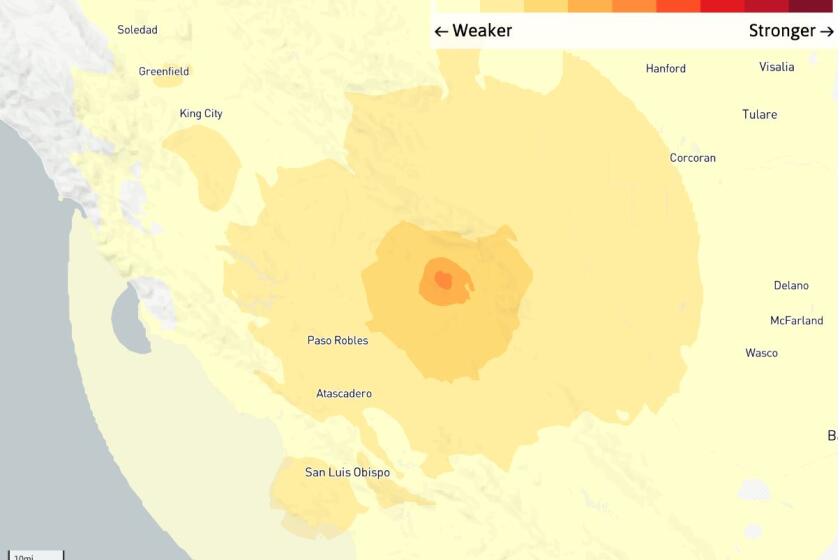 Weak shaking was felt in Paso Robles after a magnitude 4.3 earthquake hit in the Coast Ranges between California's Central Coast and the San Joaquin Valley.