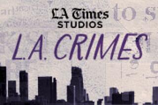 The words L.A. Crimes superimposed on a city skyline