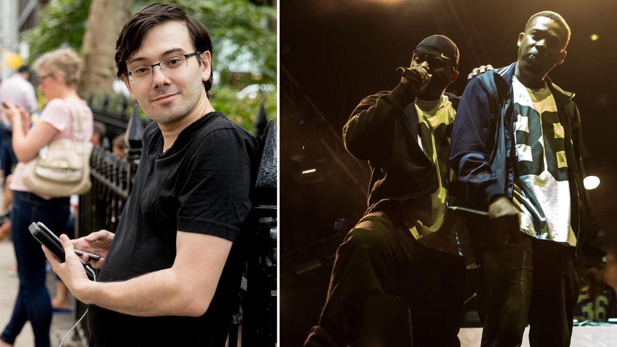 Martin Shkreli, left, and the Wu-Tang Clan.