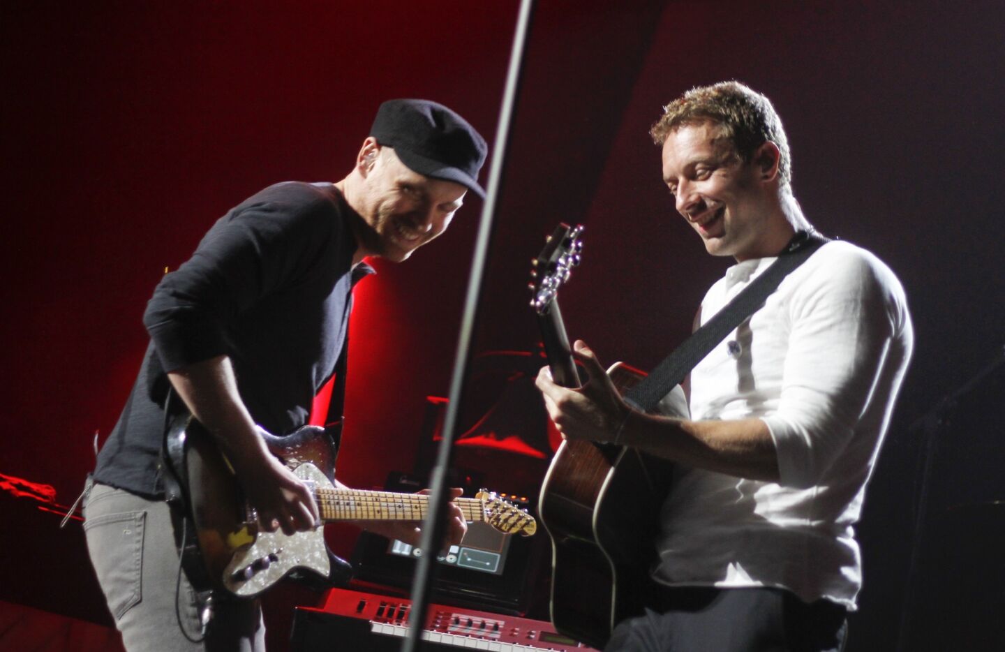 Coldplay's Chris Martin, right, and Jonny Buckland perform at the iTunes Festival during SXSW.