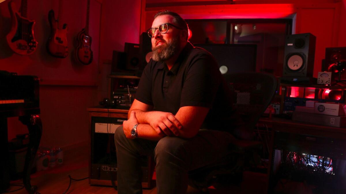 Busbee, who co-produced Maren Morris' Grammy-nominated "Hero," at his studio in Los Angeles.