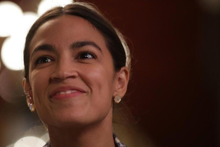 WASHINGTON, DC - JUNE 27: U.S. Rep. Alexandria Ocasio-Cortez (D-NY) is interviewed for TV June 27, 2019 at the U.S. Capitol in Washington, DC. Speaker Rep. Nancy Pelosi (D-CA) has backed down and will bring the Senate version of a $4.5 billion bill on combating the humanitarian crisis at the southern border to the House floor for a vote. (Photo by Alex Wong/Getty Images) ** OUTS - ELSENT, FPG, CM - OUTS * NM, PH, VA if sourced by CT, LA or MoD **