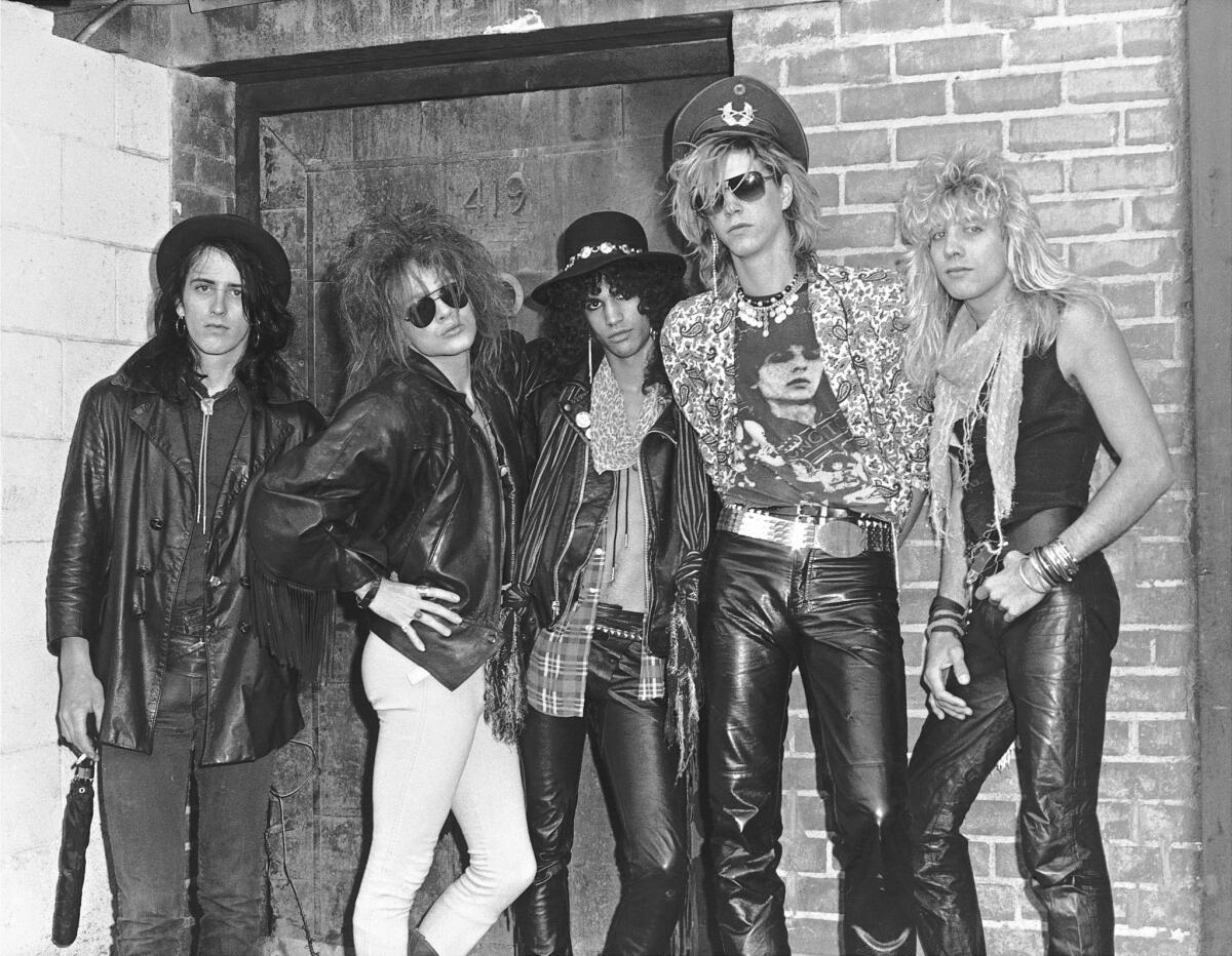 Guns N' Roses gave gritty Hollywood a soundtrack. From left, original members Izzy Stradlin, Axl Rose, Slash, Duff McKagan, Steven Adler.
