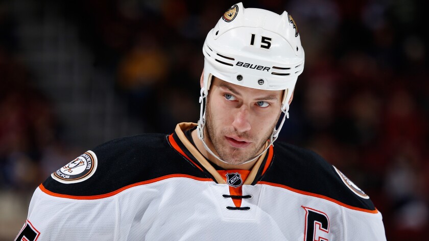 Ducks captain Ryan Getzlaf looks on during a loss to the Phoenix Coyotes on Saturday.