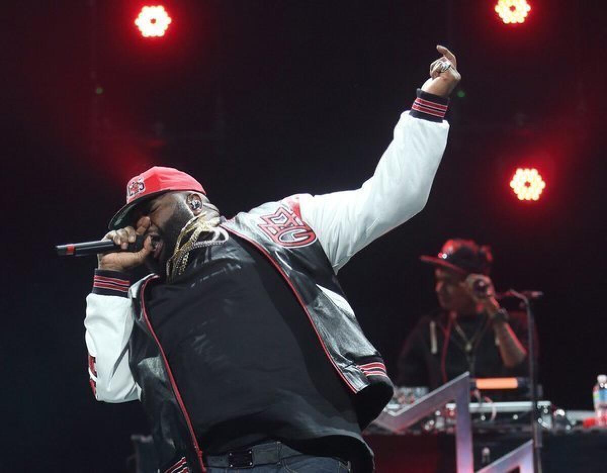 Rapper William Leonard Roberts, a.k.a. Rick Ross, performs at Bankers Life Fieldhouse in Indianapolis in November.