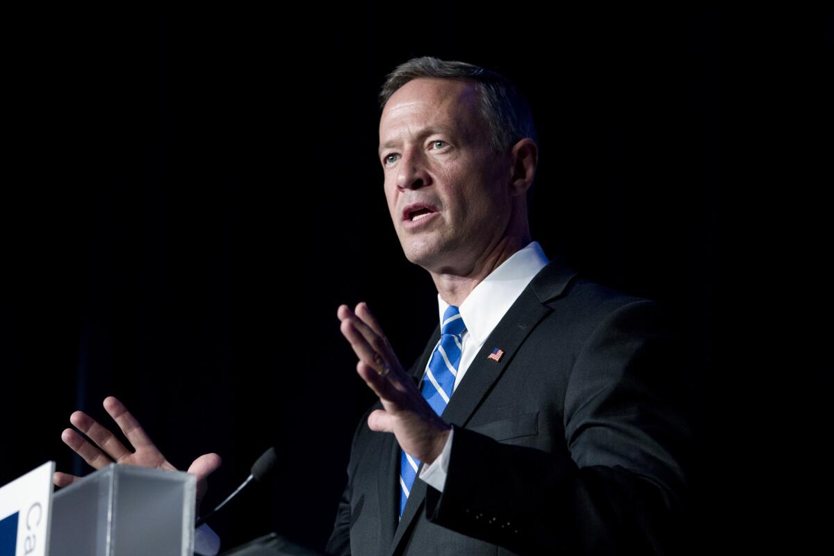 Former Maryland Gov. Martin O'Malley will be in downtown Los Angeles fundraising for a former member of his 2016 presidential campaign.