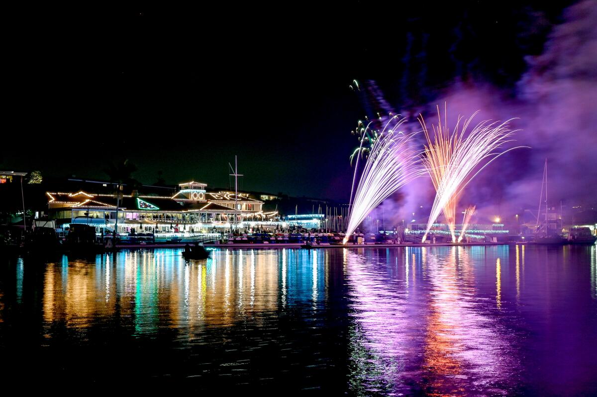 The centennial celebration at Balboa Yacht Club included a fireworks display on Saturday night.