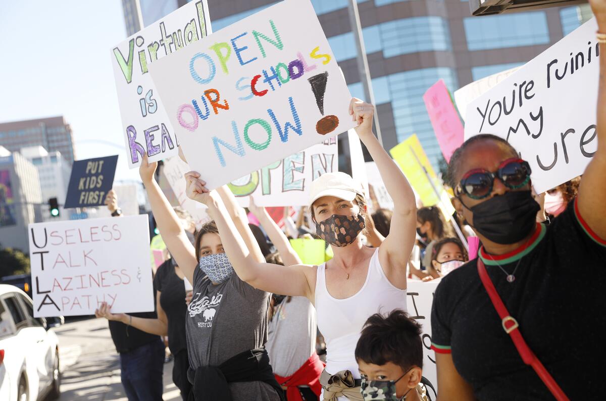 Parents demonstrate in downtown L.A.