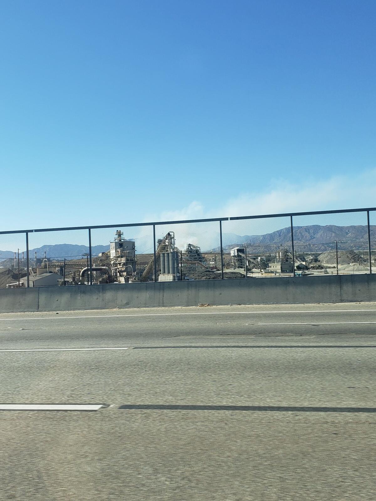 Smoke from the Hansen Dam fire as seen from the 5 Freeway.