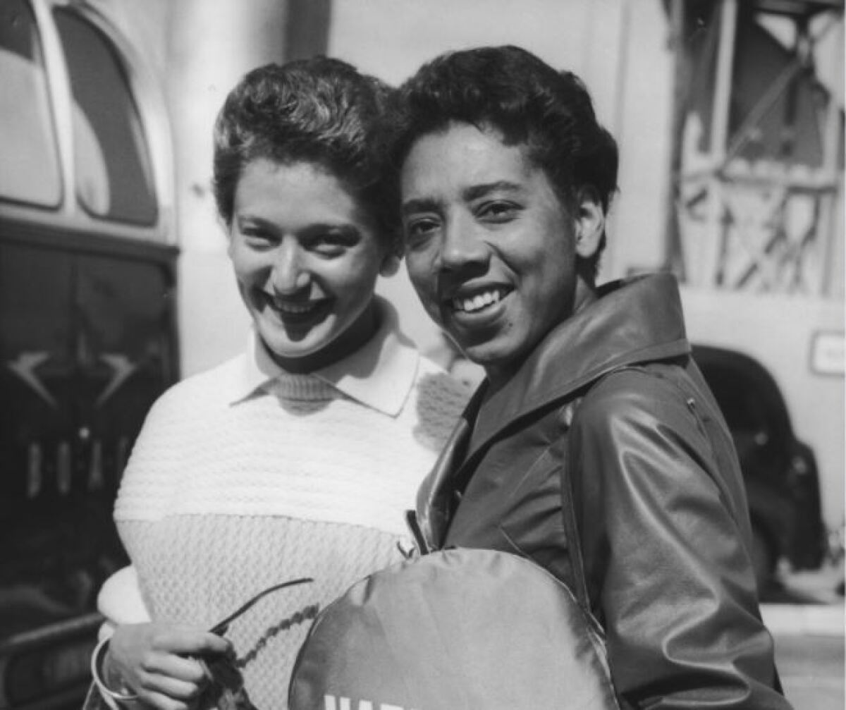 Angela Buxton, left, and Althea Gibson in London in 1958
