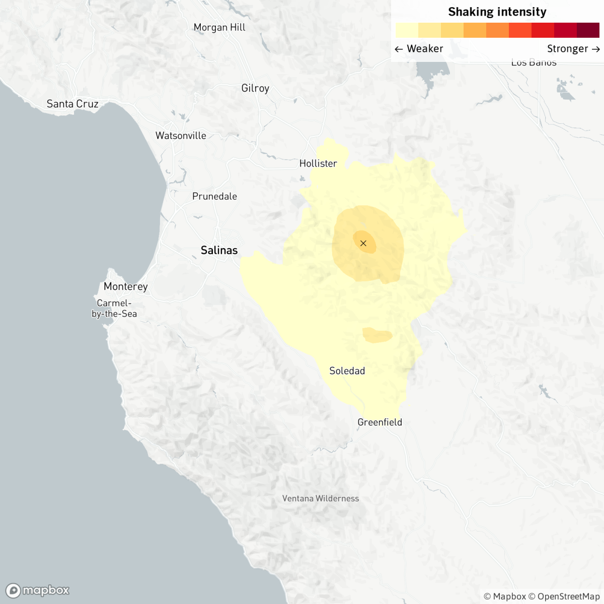 Magnitude 4.0 earthquake near Hollister, Calif.