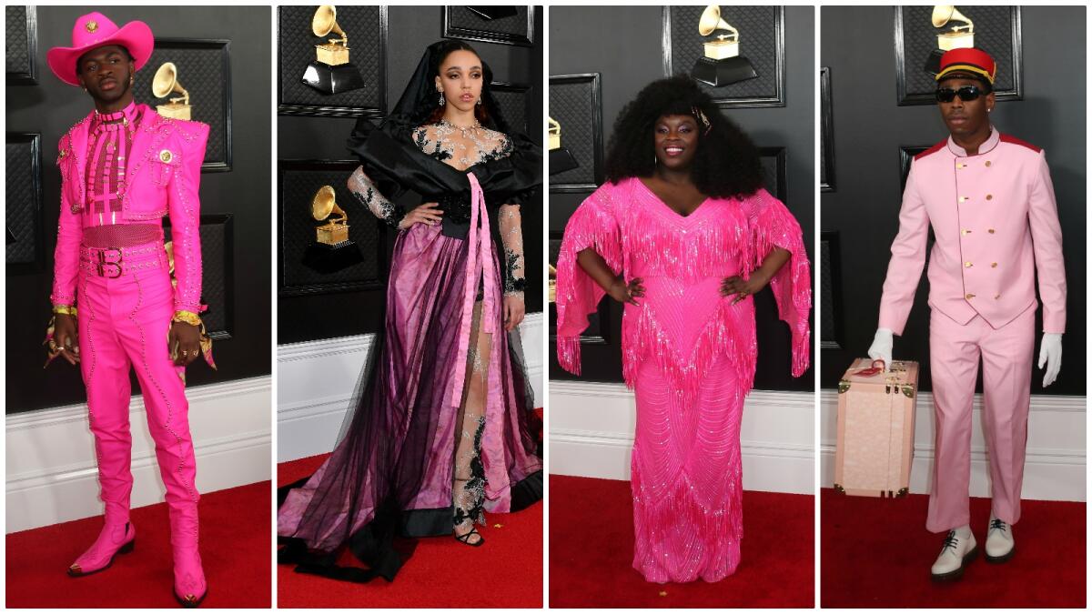 Grammy Award attendees think pink