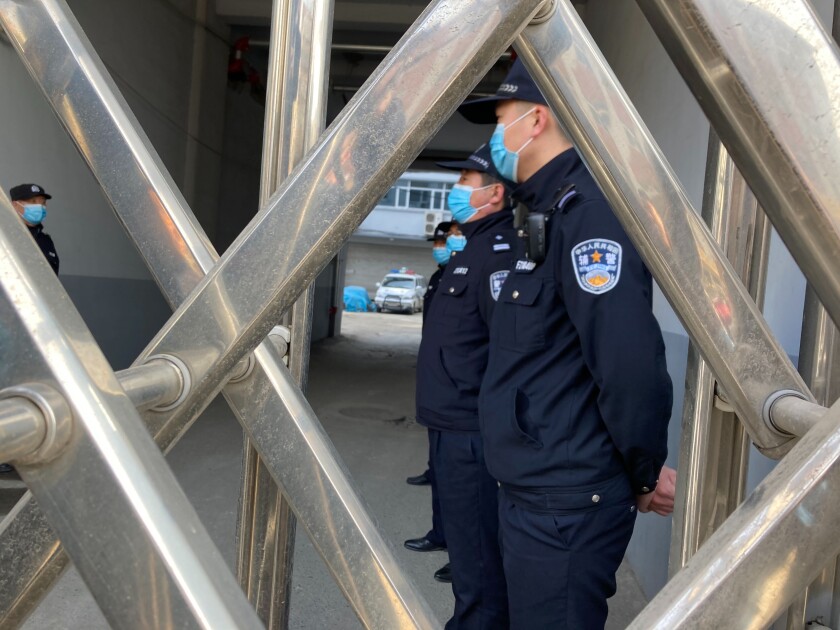 Security officers in Dandong, China