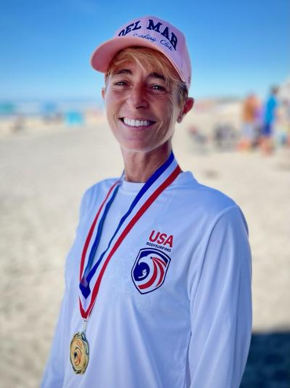 Meredith Rose, of the DMBC, won 1st place in the Women Over 17 division at the Huntington Beach USA BodySurfing contest.