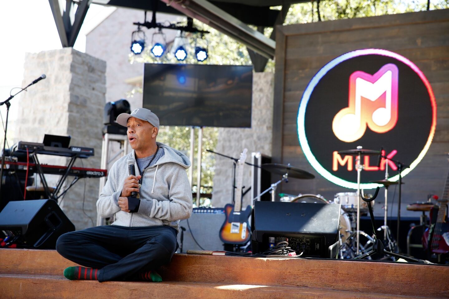 All Def Music Russell Simmons participates in yoga before the ADD52 music showcase at SXSW.