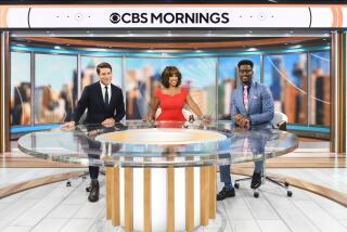 "CBS Mornings" co-hosts Tony Dokoupil, Gayle King, and Nate Burleson in the program's new studio in Times Square.