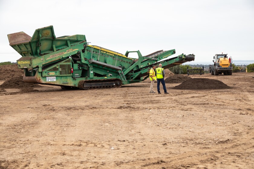 At the Otay Compost Facility organic waste goes through a grinder that produces a fine mulch.