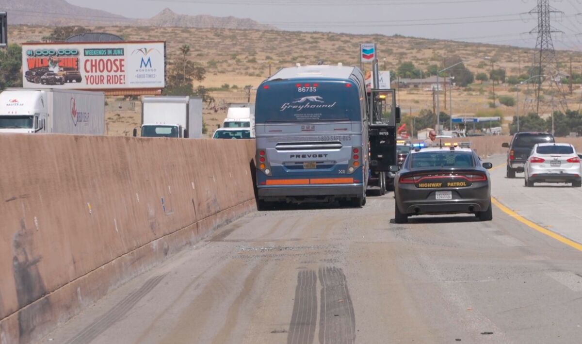 A Los Angeles to Phoenix Greyhound charter bus with 33 passengers onbaord crashed on its route on the I-10 in Cabazon.