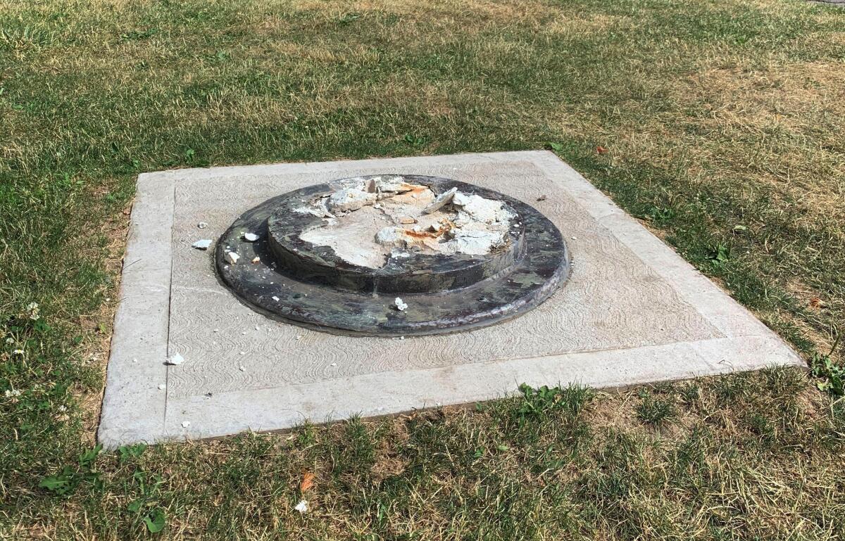 Remnants of a Frederick Douglass statue