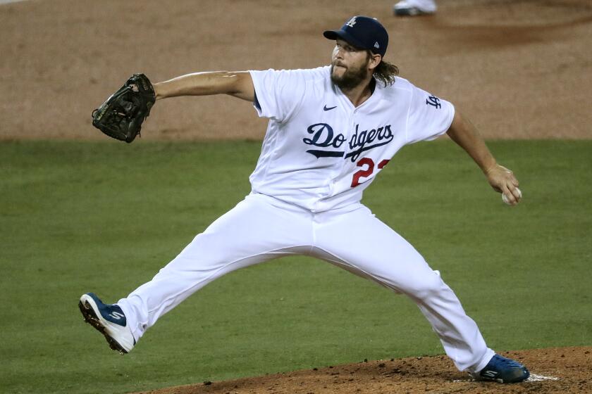 Los Angeles, CA, Thursday, Oct., 1, 2020 - Los Angeles Dodgers starting pitcher Clayton Kershaw.