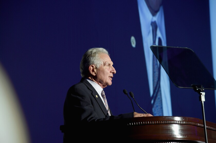 Nick Buoniconti speaks onstage during the 30th Annual Great Sports Legends Dinner to benefit The Buoniconti Fund to Cure Paralysis.