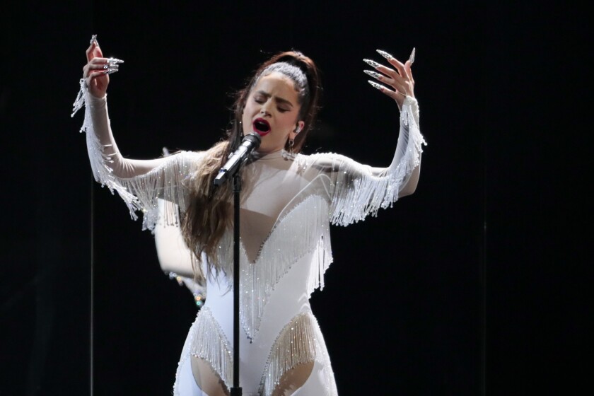 Rosalía performs on stage at the 62nd Grammy Awards at Staples Center in Los Angeles 