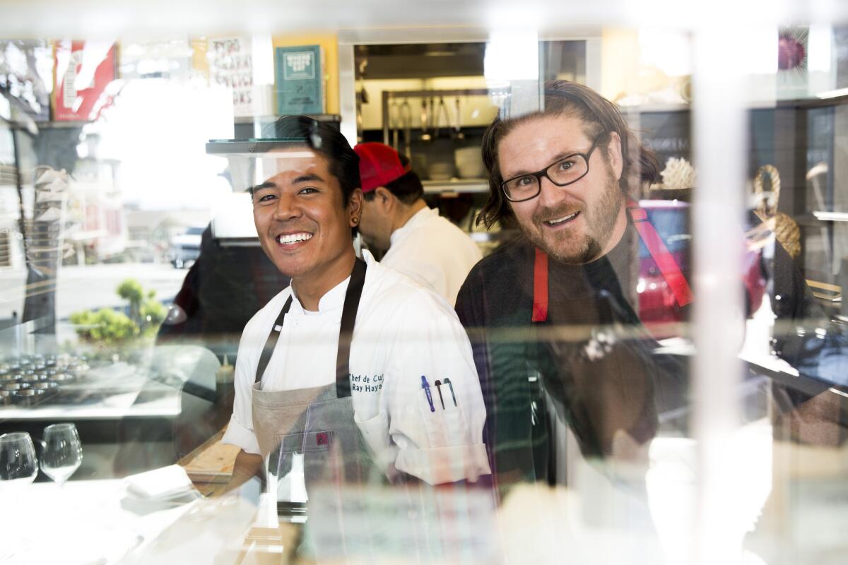 David LeFevre, right, and Fishing With Dynamite chef Ray Hayashi.