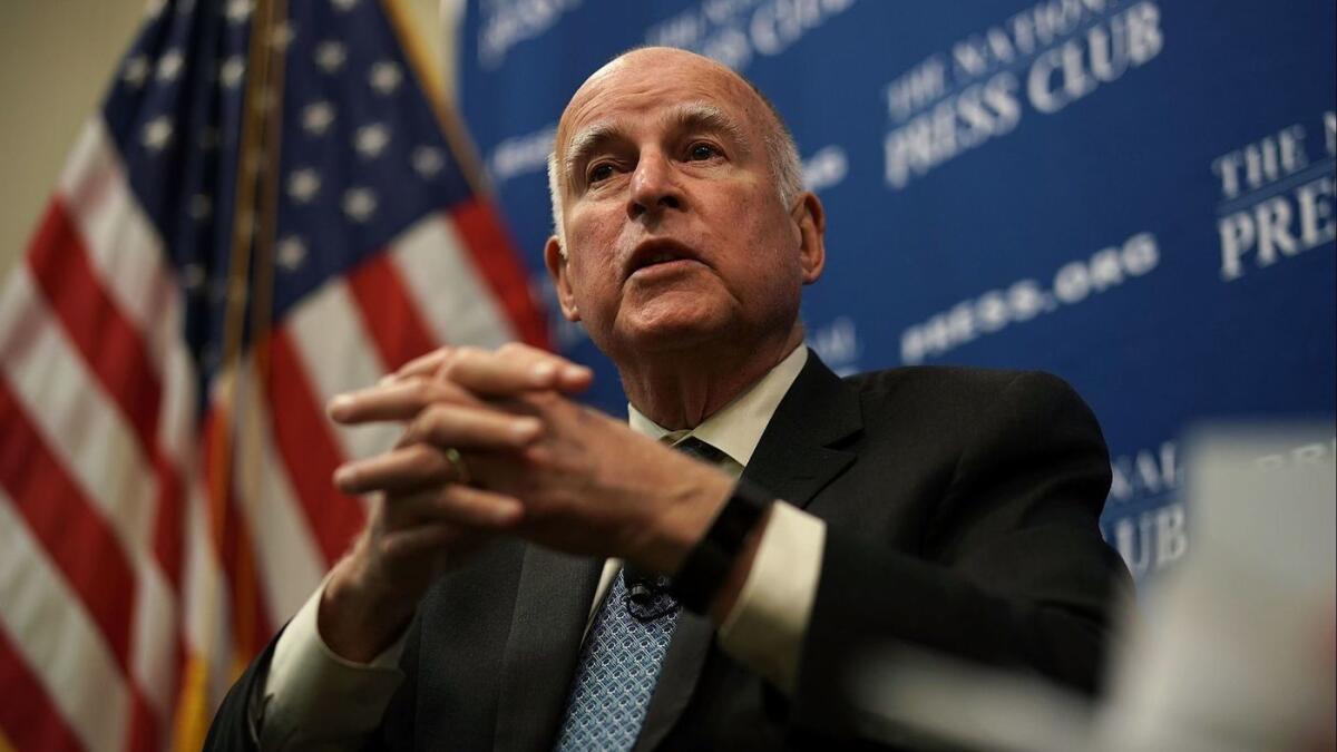 Gov. Jerry Brown at the National Press Club in April.