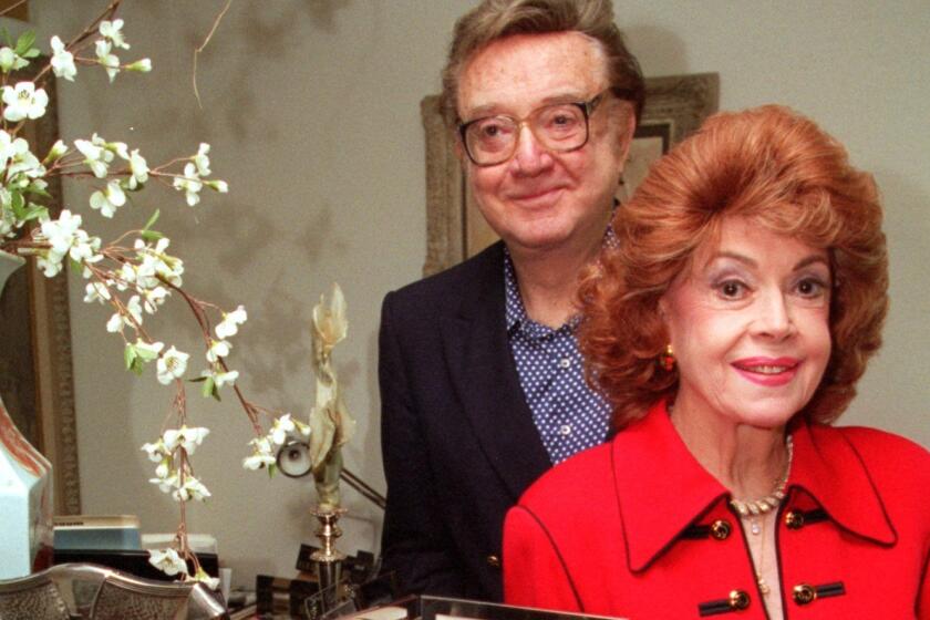 Jayne Meadows with husband Steve Allen at their Encino home in 1995. They met on the "I've Got a Secret" game show.