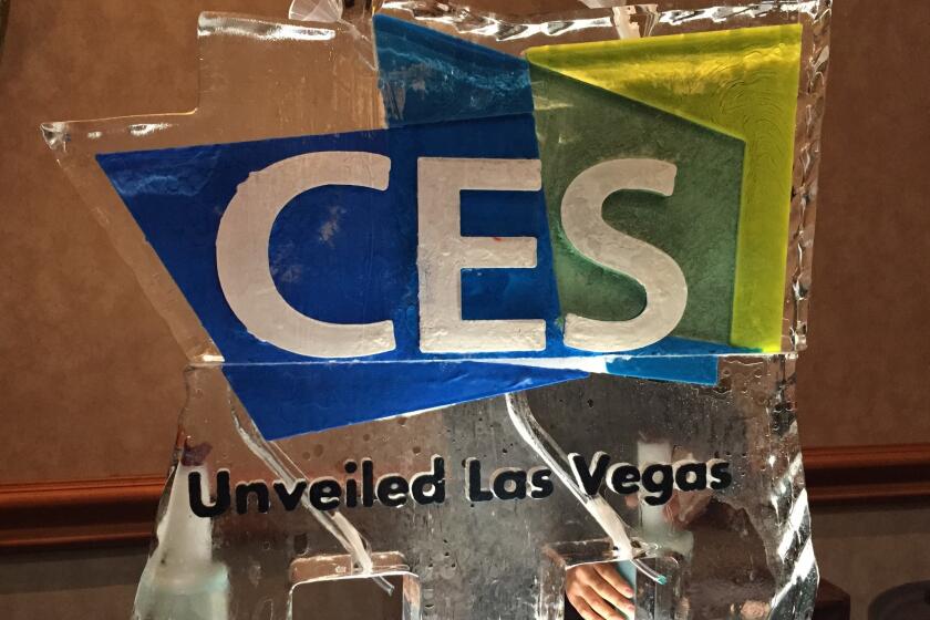 An ice sculpture at the CES trade show in Las Vegas.