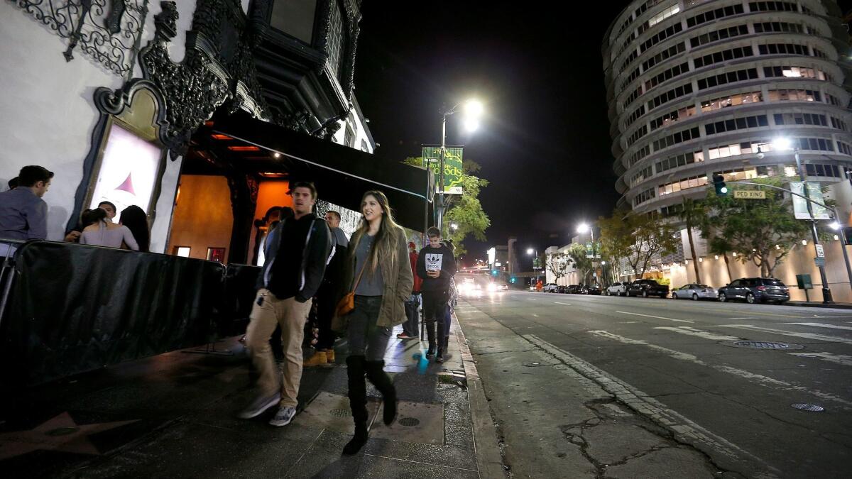 A crowd waits to get in to Avalon in Hollywood. (Allen J. Schaben / Los Angeles Times)