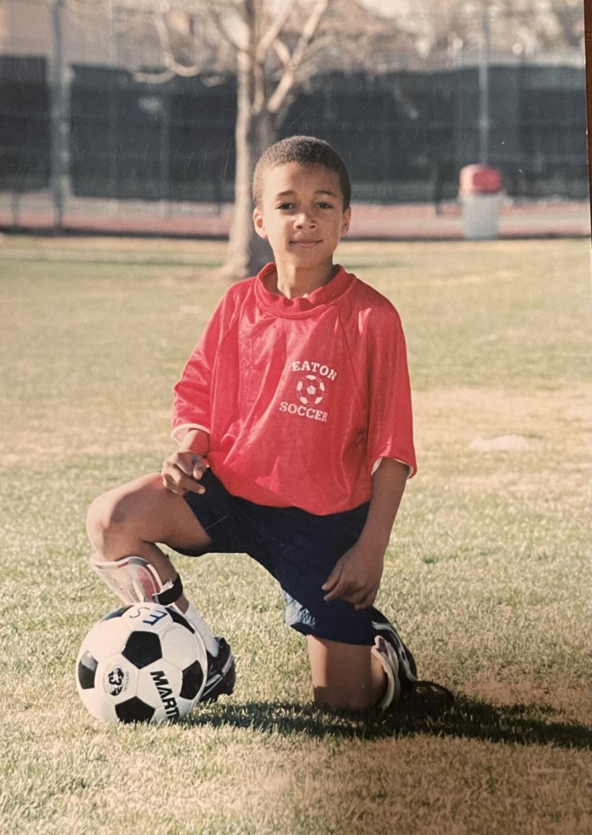Austin Ekeler, 6, played soccer as a child in Eaton, Colo., about an hour outside Denver.