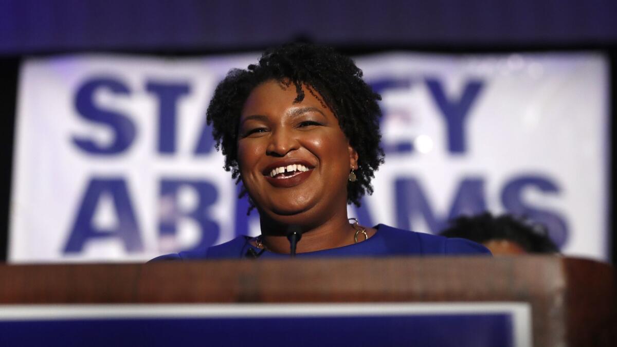 Stacey Abrams on election night in Atlanta.