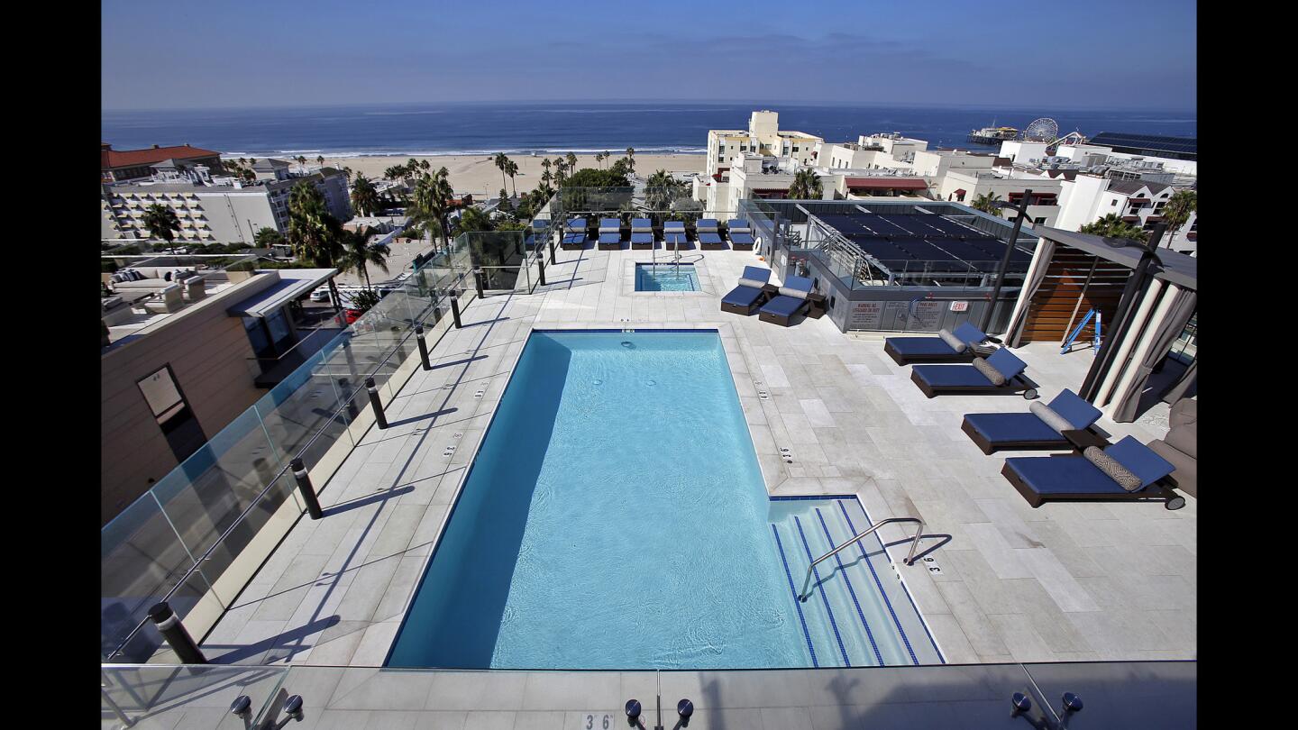 The Seychelle in Santa Monica is equipped with a rooftop pool, as well as a fitness center/gym and yoga studio.