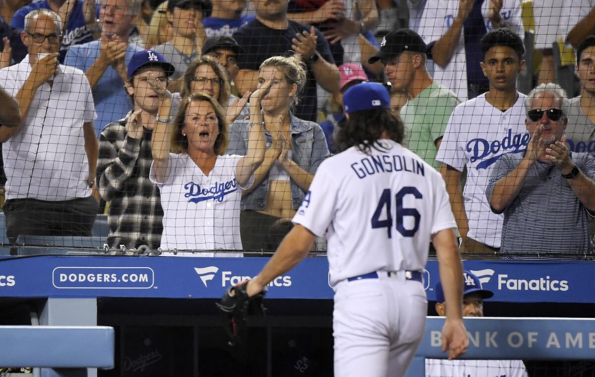 Dodgers pitcher Tony Gonsolin gets a standing ovation from fans