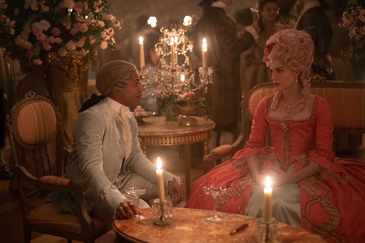 Kelvin Harrison Jr. and Lucy Boynton in the film 'Chevalier.'