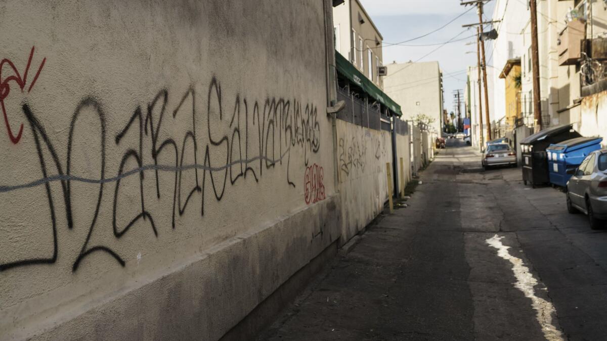 MS-13 graffiti in Los Angeles. The LAPD say the criminal street gang is apparently trying to establish itself in the San Fernando Valley.