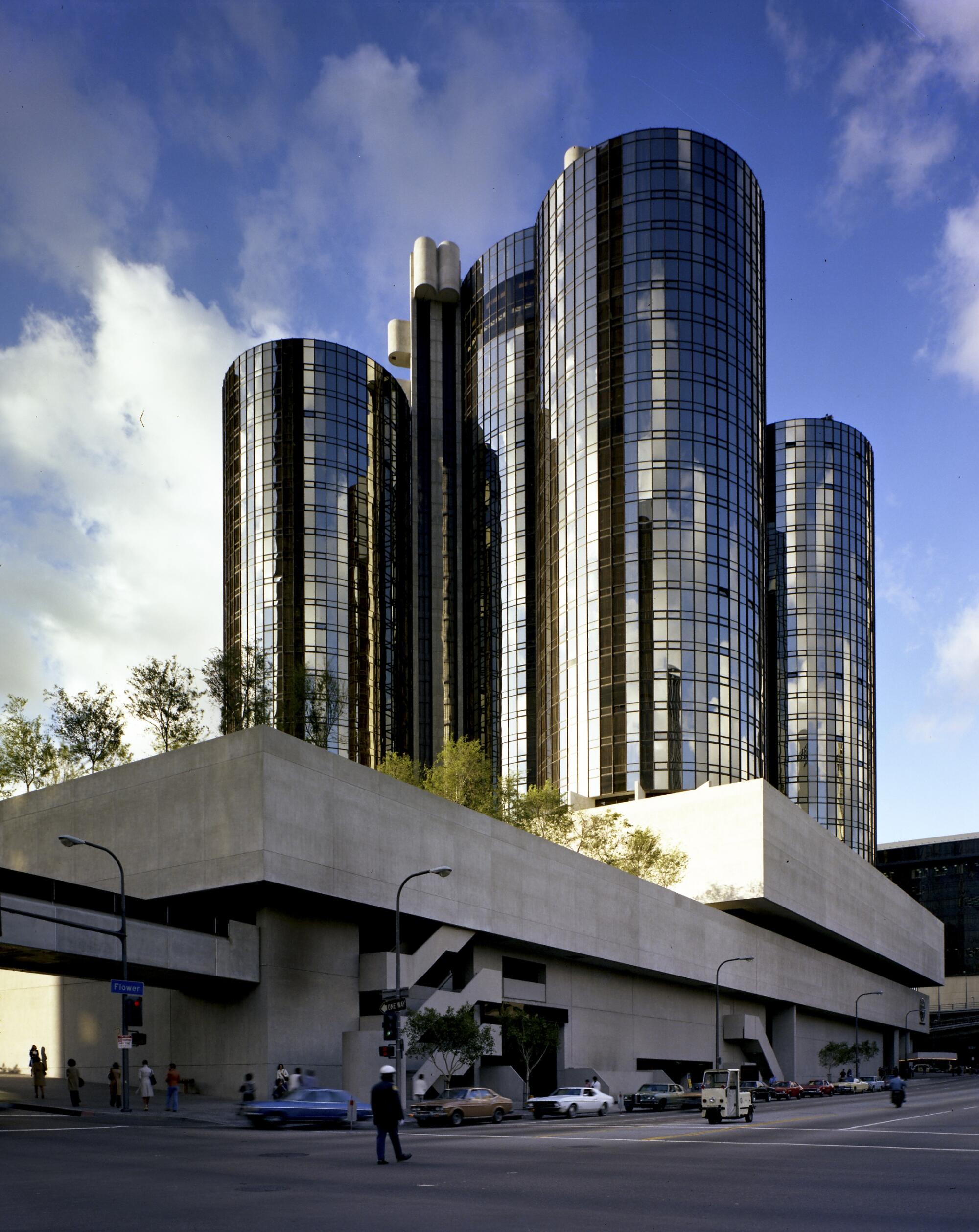 John Portman's Bonaventure Hotel, featured in "Wayne Thom: Photographing the Late Modern." 