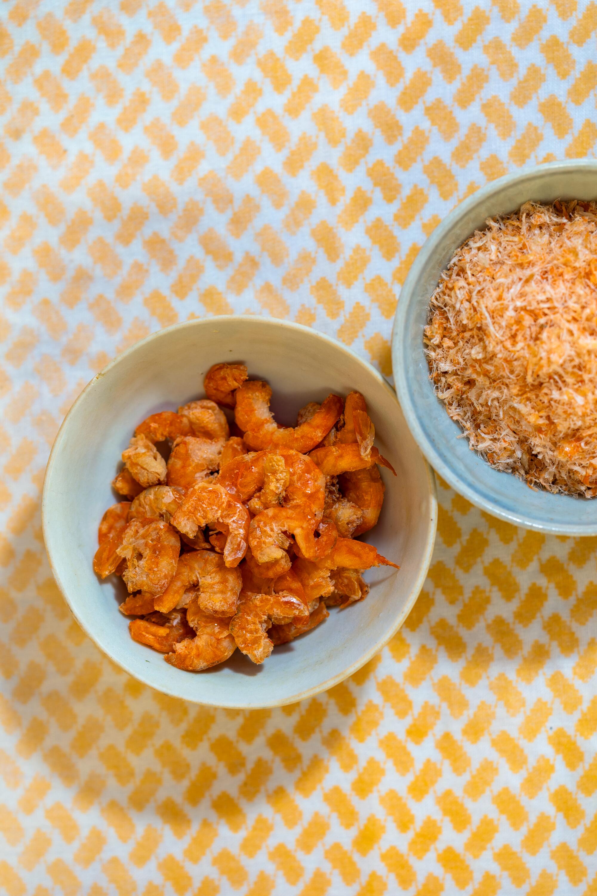 A bowl of dried shrimp.