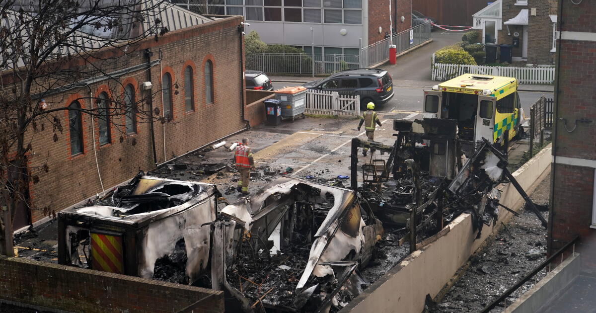Photo: latimes.com View at burnt Ambulances in a car park at Golders Green in London, Monday, March 23, 2026 after an apparent arson attack on