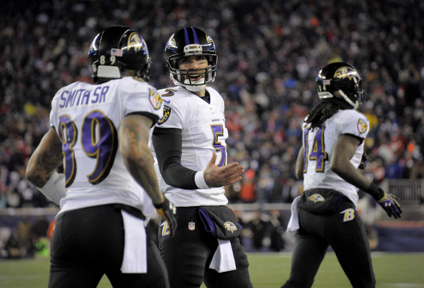 Joe Flacco played brilliantly in the first half but got rattled in the second once he started to get hit and after he threw his first interception. The second interception was a bad decision and Flacco shouldn't have attempted the pass with 1:39 remaining. He played well enough to win.